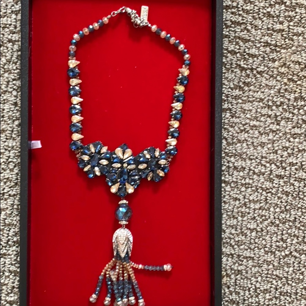 New statement piece blue/ crystal necklace